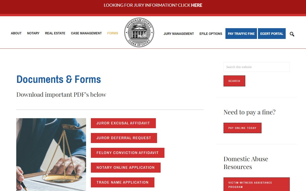 Effingham County Clerk of Superior Court forms and documents page