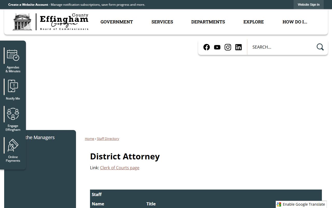 Effingham County criminal court records District Attorney staff directory