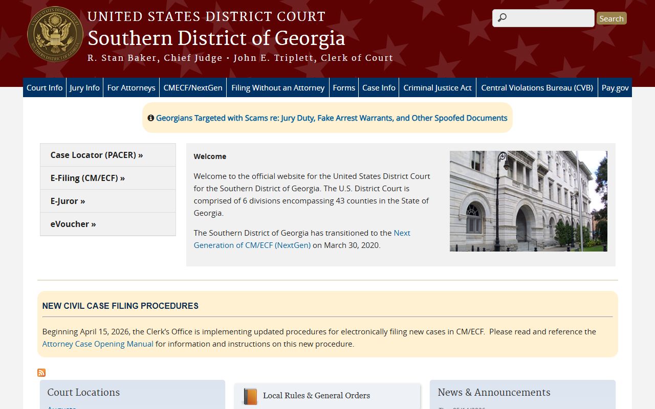 Effingham County Superior Court records and Southern District of Georgia federal court