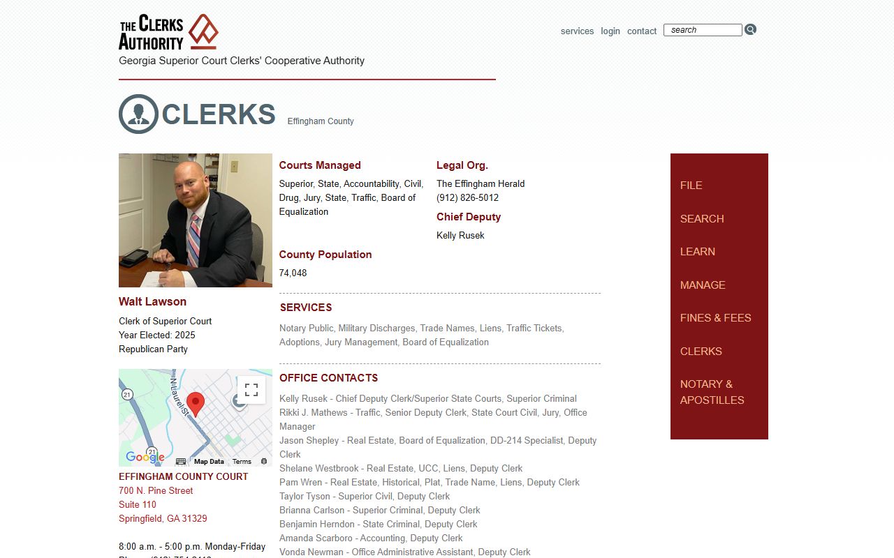 Effingham County court records GSCCCA clerk profile