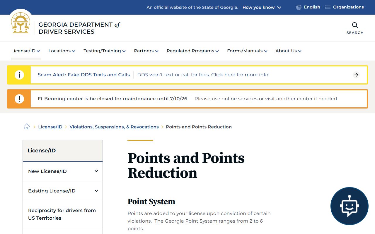 Effingham County court records Georgia DDS points page