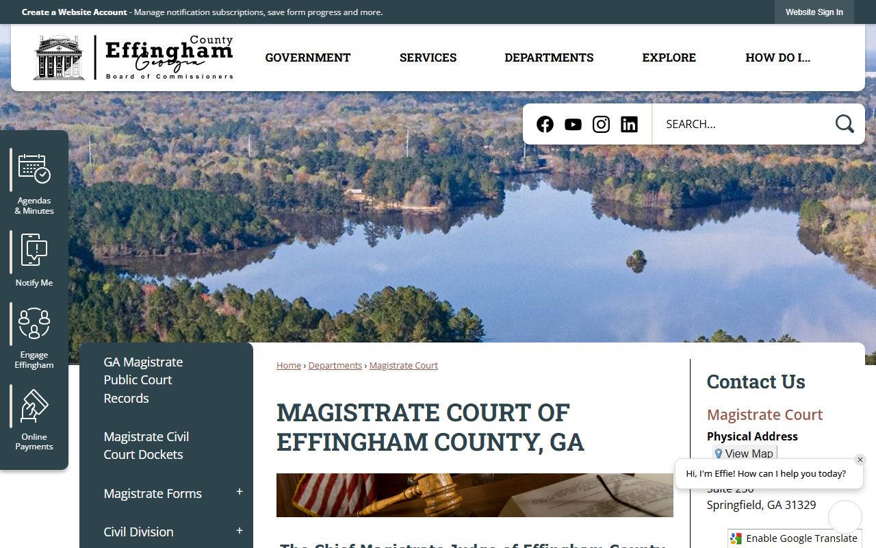 Effingham County court records Magistrate Court page