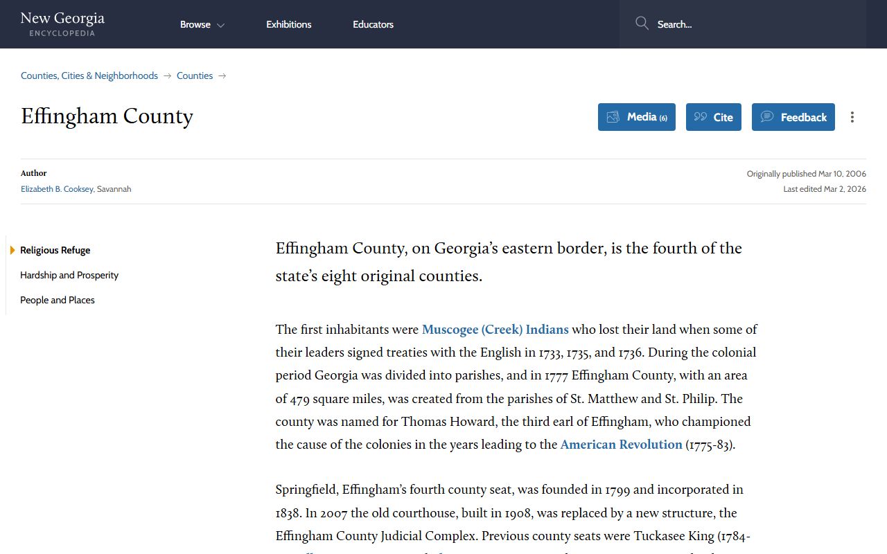 Effingham County court records New Georgia Encyclopedia county history