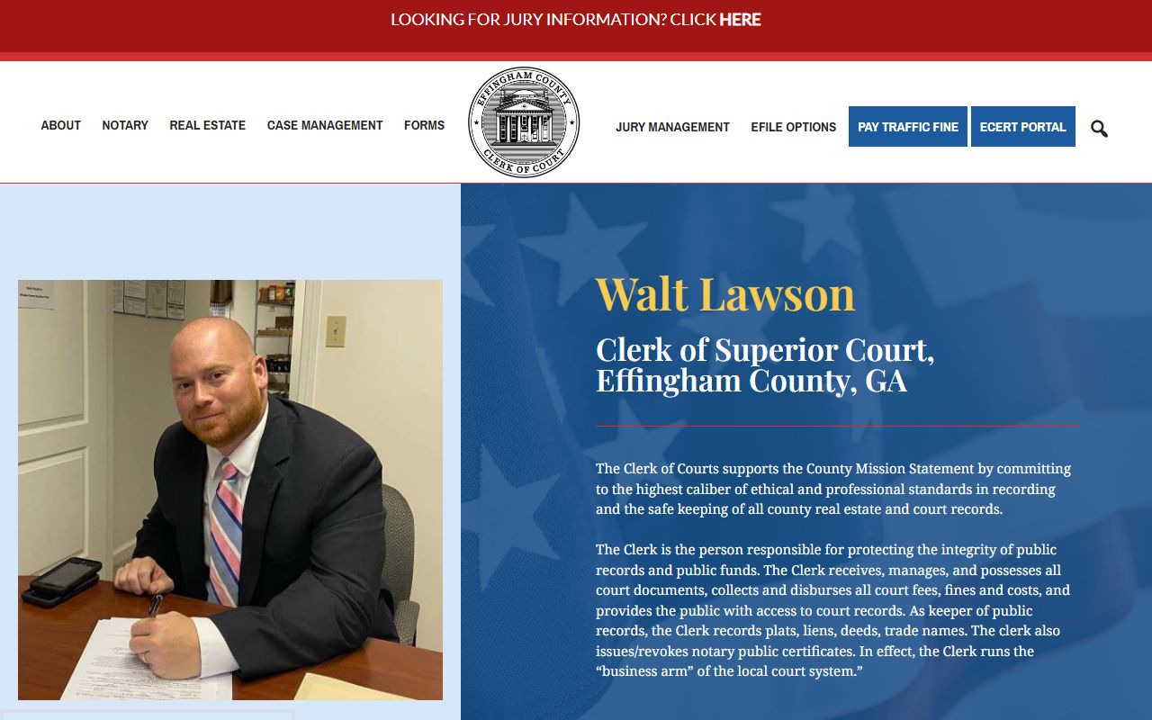 Effingham County court records Clerk of Superior Court homepage