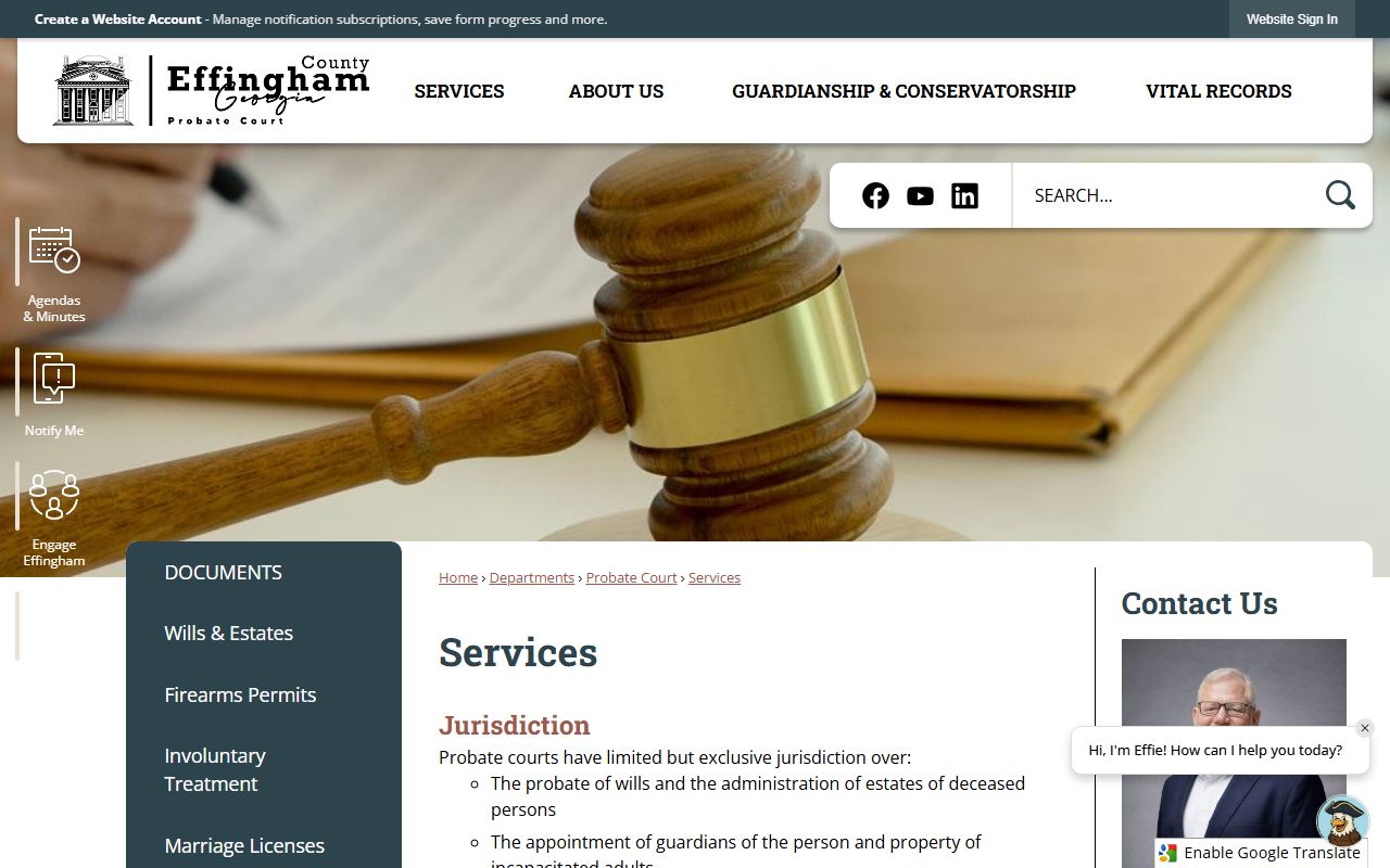 Effingham County probate records services page